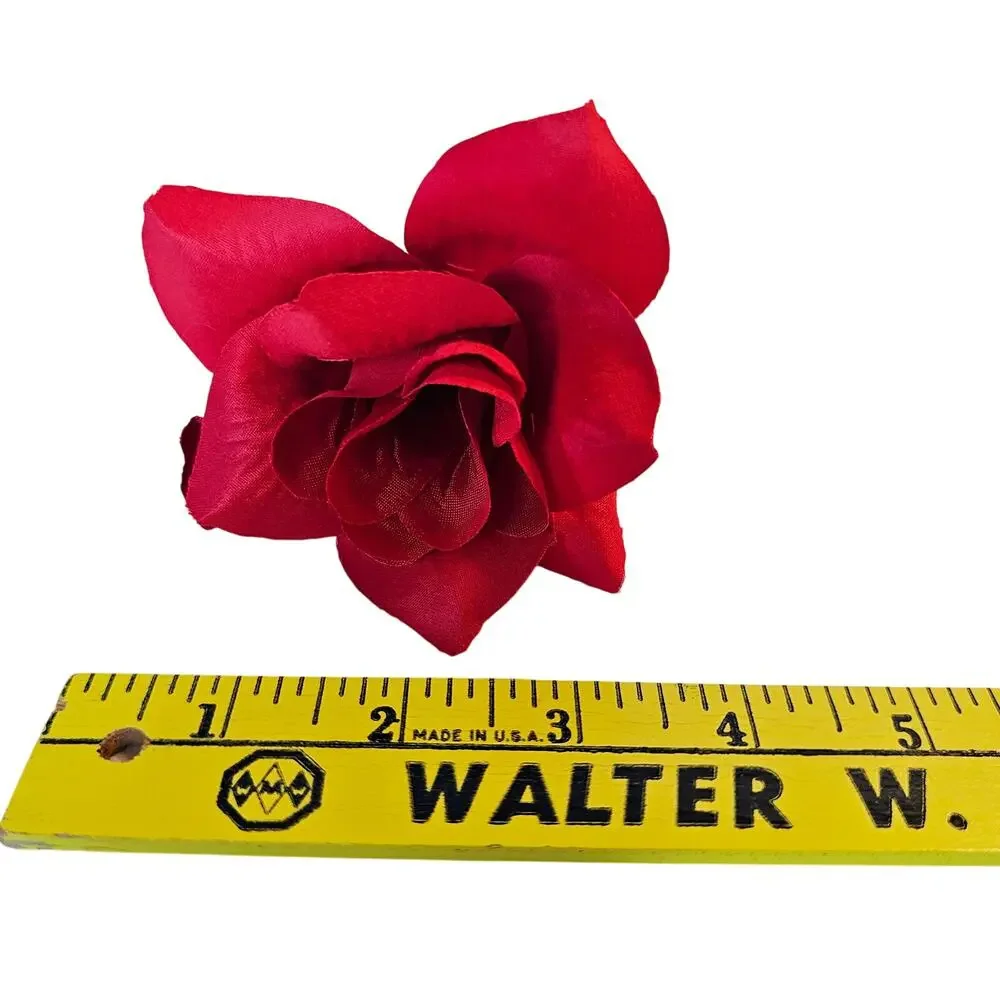 Red Artificial Silk Rose Flowers Wired Stems Wedding Craft 3